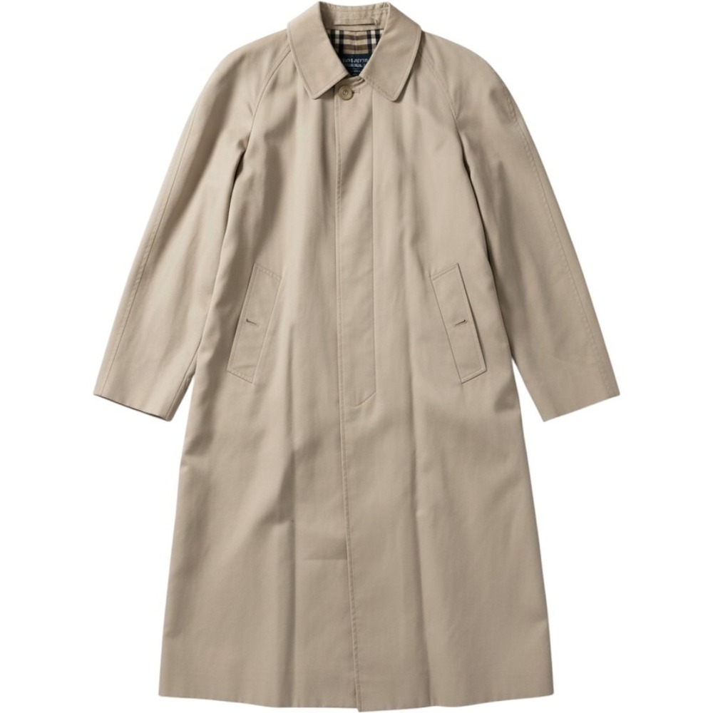 Vintage Burberrys Coat Womens 16 Long Beige Cotton Rain Button Front England